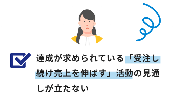 達成が求められている「受注し続け売上を伸ばす」活動の見通しが立たない